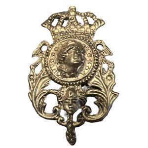 VINTAGE | Royal Emperor Cherub Cast Iron Brass Cast Large Pin Brooch